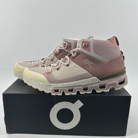 On Running Women's Athletic Trail Mid Top Sporty Hiking Shoes Pink&Cream Sz8.5